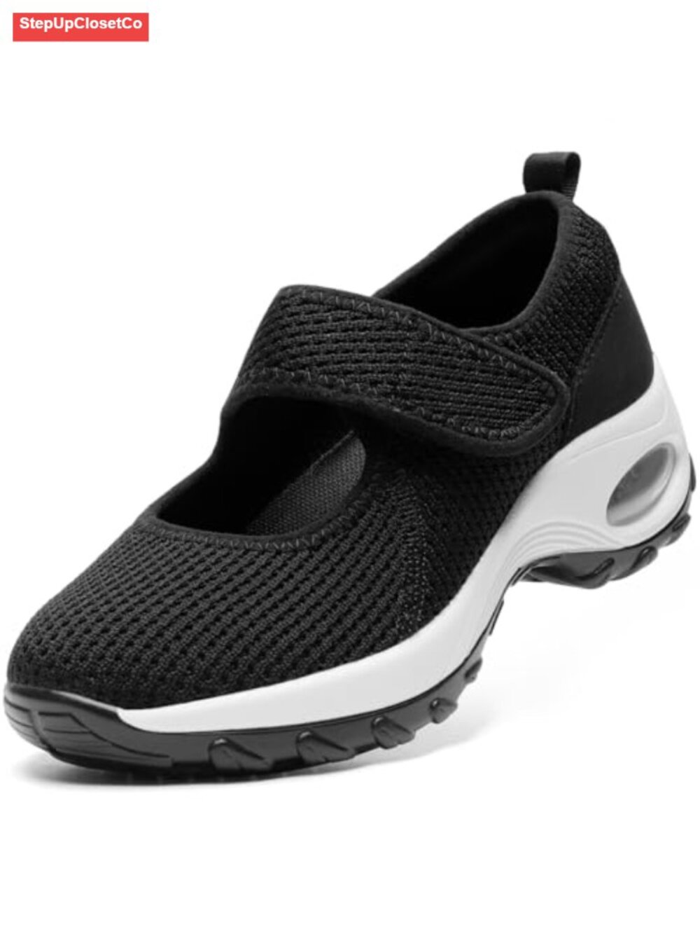 Adjustable Mary Jane Sneakers with Hook & Loop Strap, Breathable Mesh,